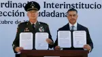 El secretario de la Defensa Nacional, Ricardo Trevilla Trejo, y el titular de la Secretaría de Seguridad y Protección Ciudadana, Omar García Harfuch, encabezaron la firma del acuerdo.