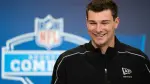 FILE PHOTO: Feb 27, 2026; Indianapolis, IN, USA; Indiana quarterback Fernando Mendoza (QB11) speaks to members of the media during the NFL Combine at the Indiana Convention Center. Mandatory Credit: Jacob Musselman-Imagn Images/File Photo