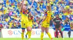 CIUDAD DE MÉXICO, 10MAYO2026.- Las jugadoras Irene Guerrero y Sarah Luebbert, centrocampistas de las Águilas del América, celebraron un gol anotado contra el equipo del Toluca durante el primer tiempo de la Semifinal de la Clausura 2026 en el Estadio Ciudad de los Deportes.FOTO: GRACIELA LÓPEZ/CUARTOSCURO.COM