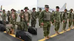 Personal militar ecuatoriano llega a la base aérea Simón Bolívar en Guayaquil, Ecuador.