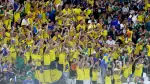 Soccer Football - FIFA World Cup 2026 - Group F - Sweden v Tunisia - Estadio Monterrey, Monterrey, Mexico - June 14, 2026 Sweden fans in the stands do the Mexican Wave during the match REUTERS/Raquel Cunha