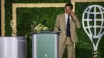Swiss former tennis player Roger Federer wipes away tears as he is inducted into the International Tennis Hall of Fame during a ceremony in Newport, Rhode Island, on August 29, 2026. (Photo by Joseph Prezioso / AFP)