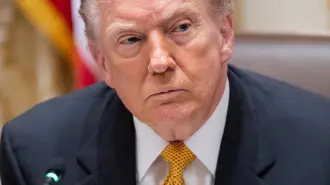 US President Donald Trump attends a meeting with Hungarian Prime Minister Viktor Orban in the Cabinet Room of the White House in Washington, DC on November 7, 2025. (Photo by SAUL LOEB / AFP)