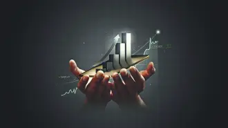 Businessman,Holding,Stock,Tablet,And,Market,Economy,Graph,Statistic,Showing