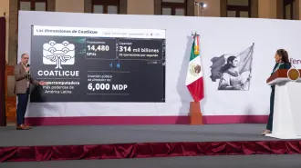 José Peña Merino, director de la ATDT, presentó en la conferencia matutina de este miércoles en Palacio Nacional nueva supercomputadora del gobierno mexicano llevará el nombre Coatlicue.