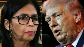 (COMBO) This combination of pictures created on January 08, 2026 shows, L/R, Venezuela's Vice-President Delcy Rodriguez in Caracas on January 5, 2026 and US President Donald Trump in Washington, DC, on January 6, 2026. The relationship between Venezuela and the United States has been tarnished following the attack and capture of President Nicolás Maduro, the country's new leader, Delcy Rodríguez, said on January 7, 2026. However, she agreed to negotiate oil sales with Washington. (Photo by Federico PARRA and Mandel NGAN / AFP)