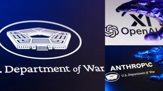 Logo del Pentágono / Anthropic y OpenAI.