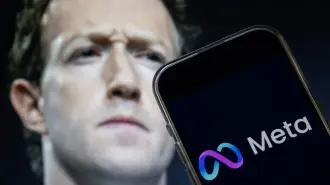 This photo illustration created on January 7, 2025, in Washington, DC, shows an image of Mark Zuckerberg, CEO of Meta, and an image of the Meta logo. Social media giant Meta on January 7, 2025, slashed its content moderation policies, including ending its US fact-checking program, in a major shift that conforms with the priorities of incoming president Donald Trump. (Photo by Drew ANGERER / AFP)