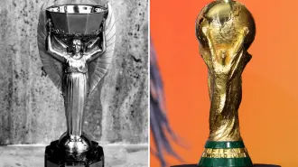 Trofeo Jules Rimet y la actual Copa del Mundo de la FIFA.