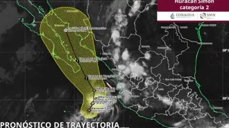 Trayectoria del huracán Simon prevista por el Servicio Meteorológico Nacional.