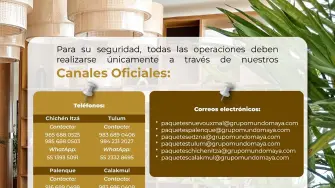 Canales oficiales de comunicación de Hoteles Grupo Mundo Maya.