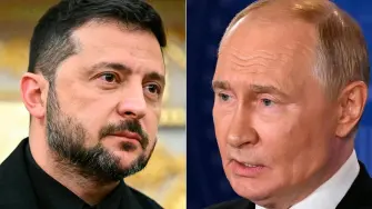 Volodimir Zelenski, presidente de Ucrania y Vladimir Putin, presidente de Rusia.