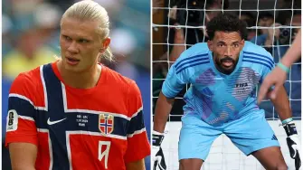 El ⁠portero de Cabo Verde, Vozinha, y el delantero de ⁠Noruega Erling Haaland