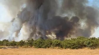 Smoke from a wildfire rises in Zadar, Croatia, August 14, 2026, in this screen grab obtained from a social media video. DOMINIK BRKLJACA/via REUTERS  THIS IMAGE HAS BEEN SUPPLIED BY A THIRD PARTY. MANDATORY CREDIT. NO RESALES. NO ARCHIVES.  Verification: -Buildings, terrain and roads that matched the archive and satellite imagery of the area -Coordinates: 44.162936, 15.227675 -Original file metadata -Croatian Fire Service reports of the fire
