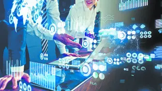 Data analytics concept. Financial technology. Fintech.