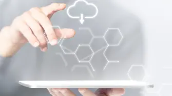 Man using digital tablet psd mockup smart technology