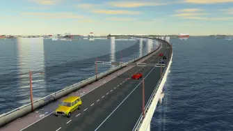 Maqueta del puente vehicular Nichupté que se construye en Cancún. Foto EE: Cortesía