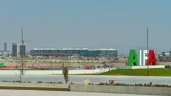 ZUMPANGO, ESTADO DE M…XICO, 02FEBRERO2022.- Los avances de las obras del Aeropuerto Internacional FÈlipe ¡ngeles (AIFA) se encuentran en un 87 por ciento aproximadamente a 48 dÌas de ser inaugurado. Dentro de las obras se encuentran la terminal intermodal de transporte terrestre; terminal de pasajeros y pistas de aterrizaje. 
FOTO: MARIO JASSO/CUARTOSCURO.COM
