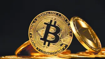 Bitcoin golden coin cryptocurrency background, Symbol digital currency , future money Business