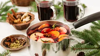 Christmas mulled wine and spices. Christmas background.