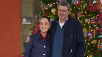 La presidenta Claudia Sheinbaum, junto a su esposo Jesús María Tarriba, con quien se casó en 2023.