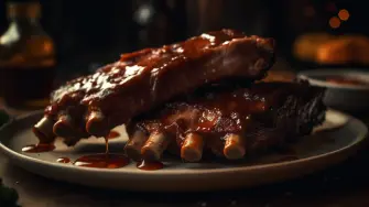 Grilled pork rib plate with savory sauce generated by artificial intelligence