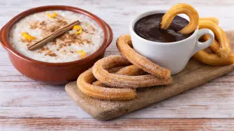 Arroz con leche y churros