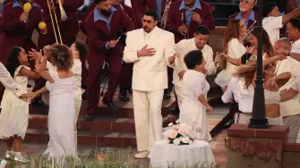 Puerto Rican singer Bad Bunny performs during Super Bowl LX Patriots vs Seahawks Apple Music Halftime Show at Levi's Stadium in Santa Clara, California on February 8, 2026. (Photo by Patrick T. Fallon / AFP)