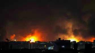 Smoke and fire rise from the site of airstrikes at Mehrabad International Airport in Tehran on March 7, 2026. Israel said on March 7 it had launched "broad-scale" strikes on targets in Tehran, as the Iranian state broadcaster reported an explosion in the western part of the city. (Photo by ATTA KENARE / AFP)