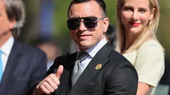 Ecuador's President Daniel Noboa gives a thumbs up as he arrives at the inauguration ceremony of Chile's new President Jose Antonio Kast at the National Congress in Valparaiso, Chile on March 11, 2026. Chile's most right-wing president in over three decades, Jose Antonio Kast, takes office on March 11, 2026, on a promise to tackle surging rates of violent crime and carry out mass migrant deportations. (Photo by Javier TORRES / AFP)