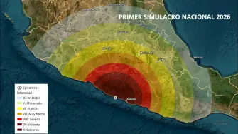 La hipótesis del terremoto será a 55 km al noroeste de Acapulco, en la costa de Guerrero.