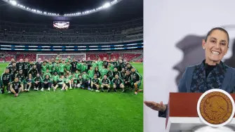 Claudia Sheinbaum, presidenta de México, y los integrantes de la Selección Mexicana.