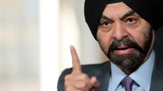 World Bank Group President Ajay Banga speaks during an interview with Reuters at the World Bank in Washington, D.C., U.S., April 10, 2026. REUTERS/Jonathan Ernst