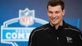 FILE PHOTO: Feb 27, 2026; Indianapolis, IN, USA; Indiana quarterback Fernando Mendoza (QB11) speaks to members of the media during the NFL Combine at the Indiana Convention Center. Mandatory Credit: Jacob Musselman-Imagn Images/File Photo