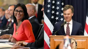 Delcy Rodríguez y John Barret.