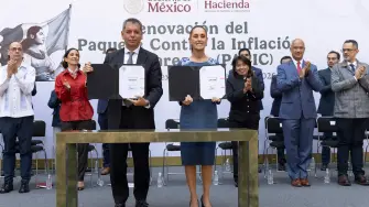 La presidenta de México, Claudia Sheinbaumm, firmó este viernes la renovación del acuerdo del Paquete contra la Inflación y la Carestía.