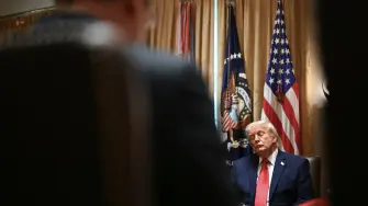 US President Donald Trump listens during a cabinet meeting in the Cabinet Room of the White House in Washington, DC, on May 27, 2026. (Photo by Kent NISHIMURA / AFP)