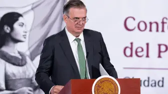 Marcelo Ebrard, secretario de Economía, en la conferencia matutina desde Palacio Nacional. Foto: Especial