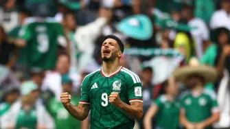Soccer Football - FIFA World Cup 2026 - Group A - Mexico v South Africa - Estadio Azteca, Mexico City, Mexico - June 11, 2026 Mexico's Raul Jimenez celebrates scoring their second goal REUTERS/Hannah Mckay