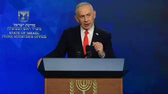 El primer ministro israelí, Benjamin Netanyahu, durante una rueda de prensa tras el acuerdo entre Estados Unidos e Irán.