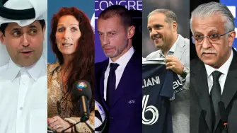 Nasser Al-Khelaifi, Lise Klaveness, Aleksander Ceferin, Victor Montagliani y Salman bin Ibrahim Al Jalifa.
