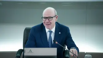 El rector de la UGR, Pedro Mercado, durante su intervención. A 24 de marzo de 2026, en Sevilla (Andalucía, España).