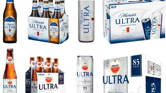 Imágenes comerciales de las cervezas Michelob Ultra y Amstel Ultra.