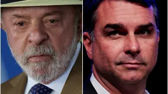 El presidente Luiz Inácio Lula da Silva y el candidato ultraderechista Flávio Bolsonaro.