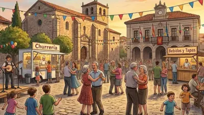 Esto es lo que pasa cuando le pides a Gemini que elabore un cartel para ilustrar un evento sobre las fiestas de pueblo.