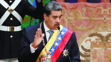 Venezuela's President Nicolas Maduro delivers his annual address to the nation, just days after he was inaugurated for a third term, in Caracas, Venezuela January 15, 2025. REUTERS/Leonardo Fernandez Viloria