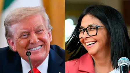 Donald Trump, presidente de Estados Unidos y Delcy Rodríguez, presidenta de Venezuela.