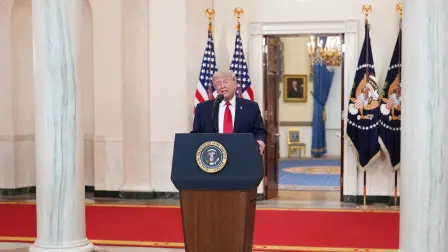 El presidente de Estados Unidos, Donald Trump, ofreció su primer discurso a la nación desde el inicio del conflicto en Oriente Medio a finales de febrero.