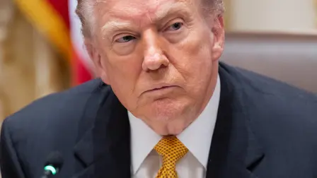 US President Donald Trump attends a meeting with Hungarian Prime Minister Viktor Orban in the Cabinet Room of the White House in Washington, DC on November 7, 2025. (Photo by SAUL LOEB / AFP)