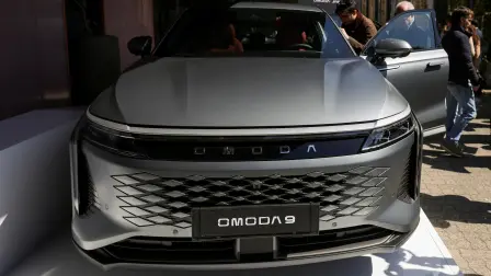 El SUV Omoda 9 se exhibe durante un evento del fabricante de automóviles chino Chery.